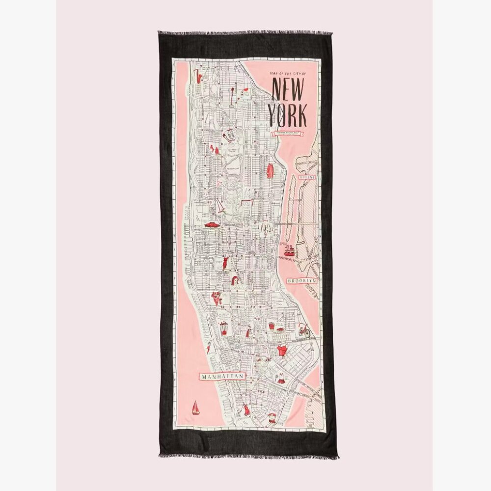 kate spade NYC New York Map Scarf Pink - Picture 4 of 14